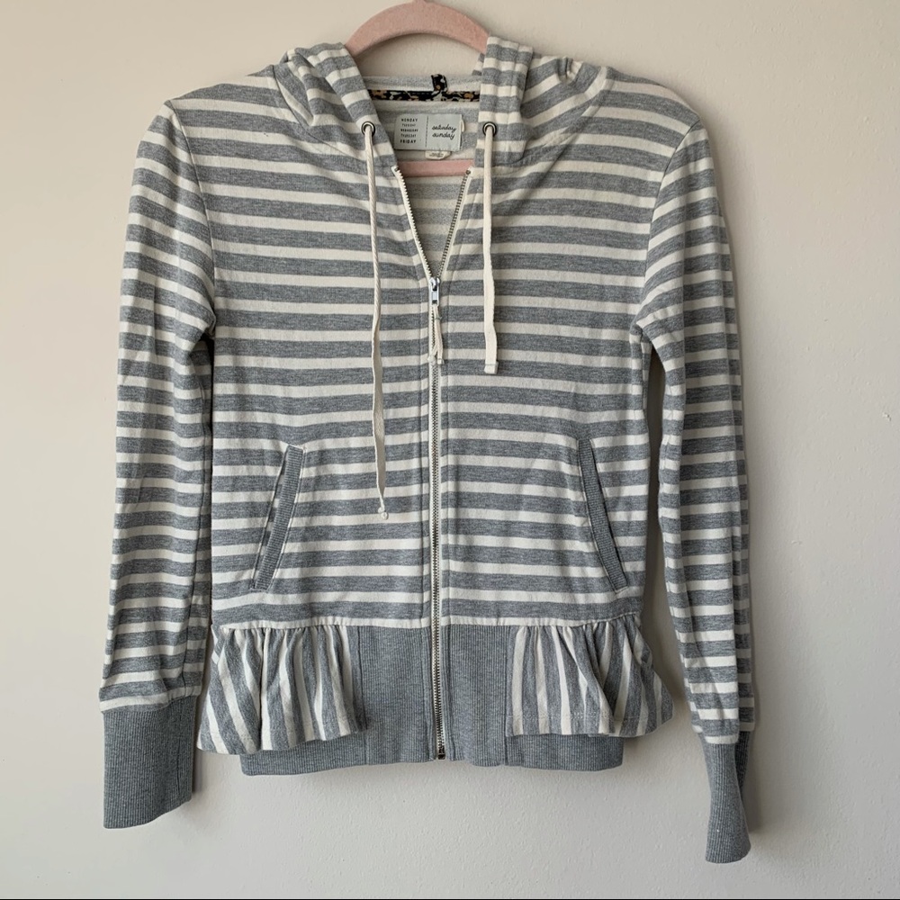 Anthropologie Saturday Sunday Harley Striped Jacket Gray White Size XS